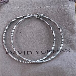 David Yurman Twisted Cable Large Hoop Earrings in Sterling Silver